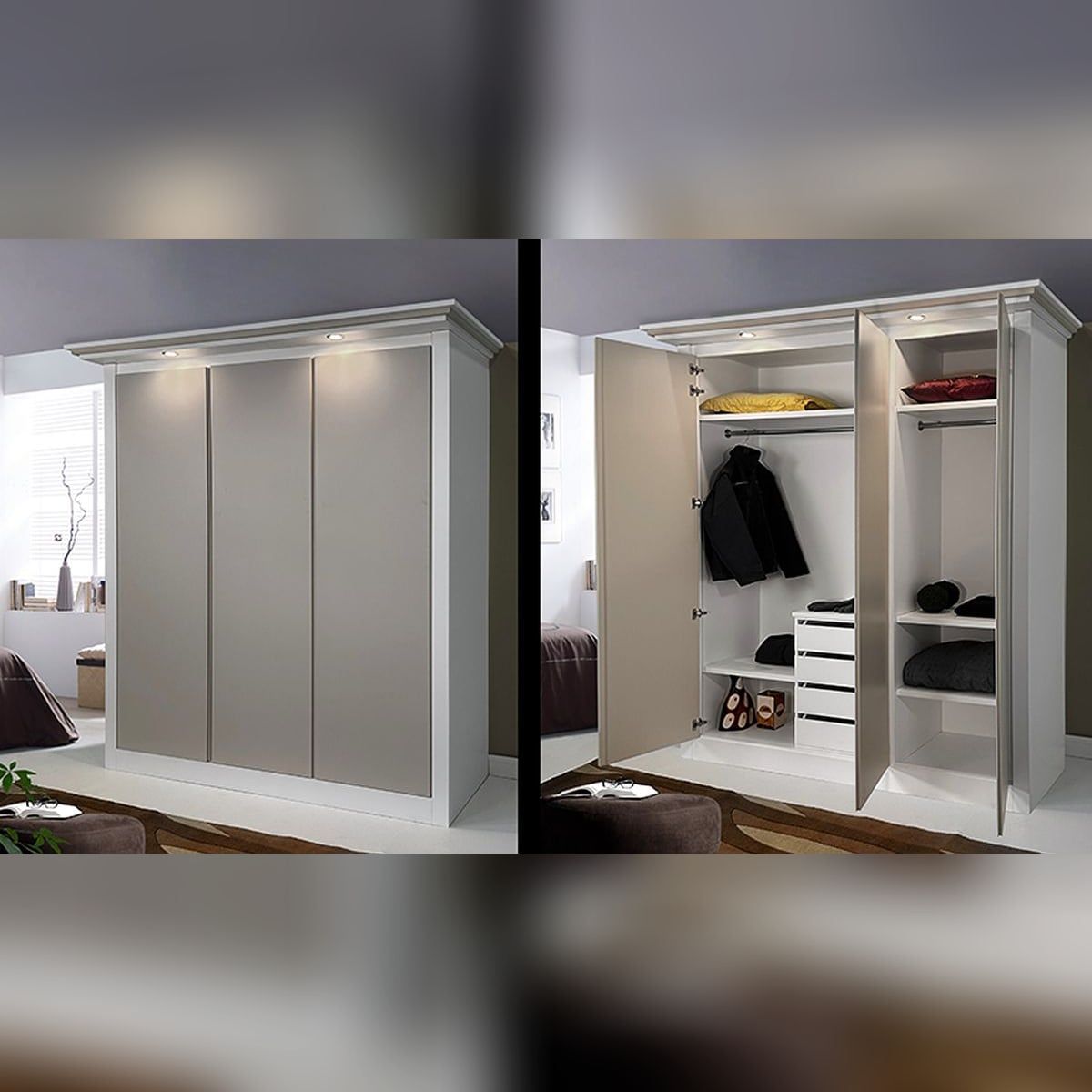 Armario Neoss Bicolor con cornisa focos leds