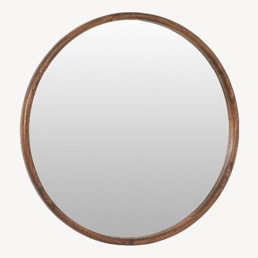Espejo Circular 70 Cm, Madera Nogal
