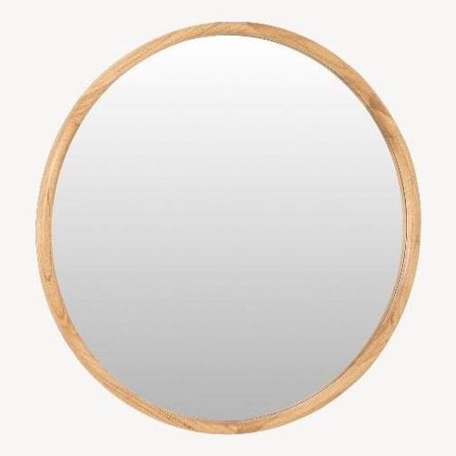 Espejo Circular 70 Cm, Madera Roble