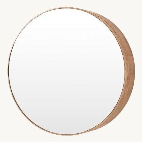 Espejo Circular Armario, Madera Roble. 80*80*15 Cm