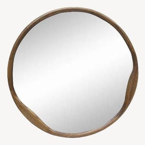 Espejo Circular Madera Nogal