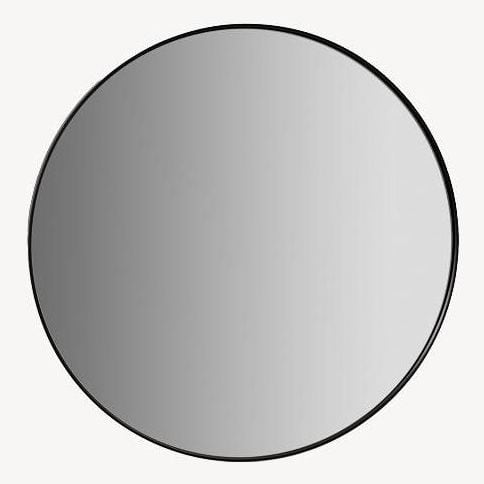 Espejo Redondo Marco Alumino Negro 80, 100, 120 Cm (Elegir Tamaño)