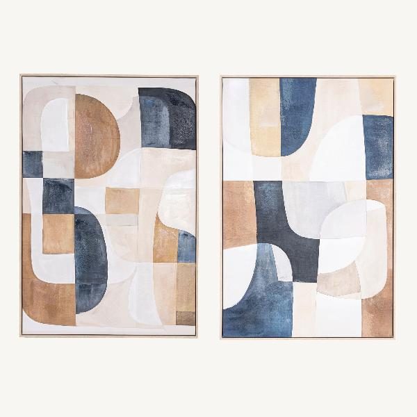 Set de 2 cuadros al óleo. Marco de madera. 60x90 cm/ud.