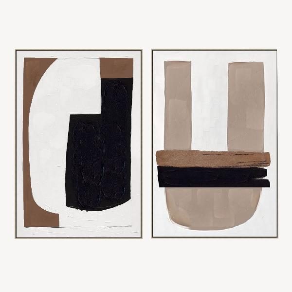 Set de 2 cuadros al óleo. Marco de madera. 60x90 cm/ud.