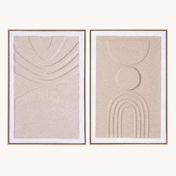 Set de 2 cuadros al óleo. Marco de madera. 60x90 cm/ud.