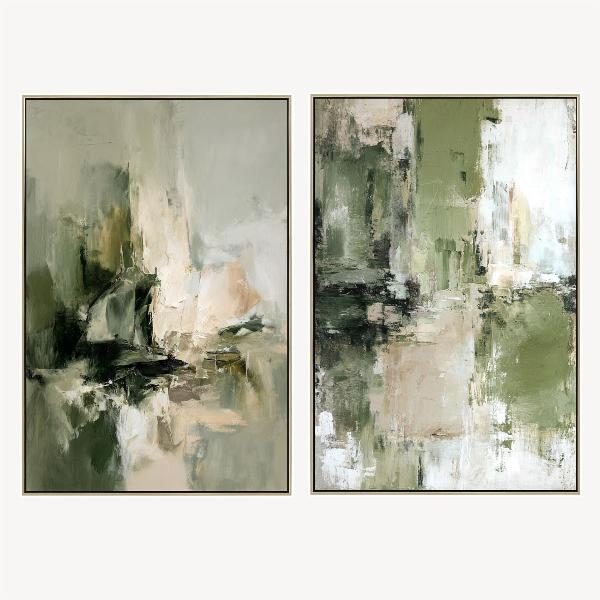 Set 2 cuadros oleo 60x90x3.5cm, marco madera