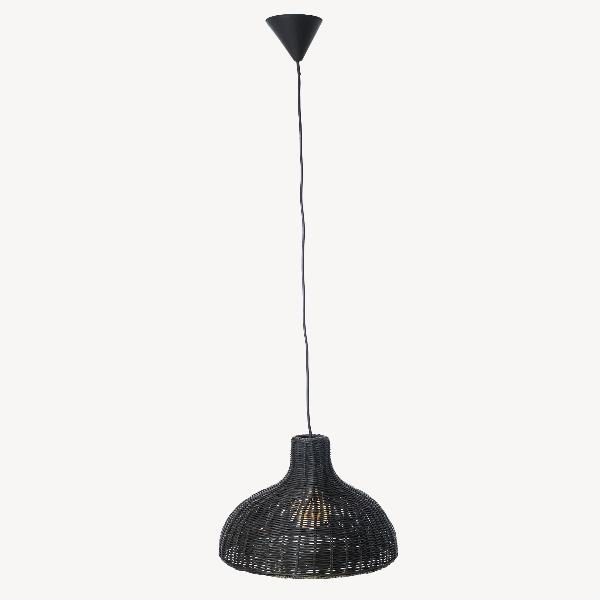 Lámpara de techo de ratán negro. 129x31x31 cm