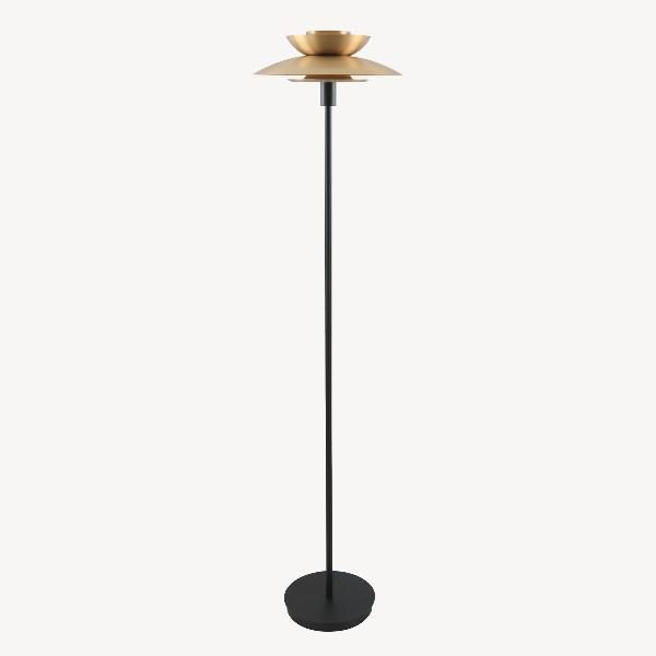 Lámpara de pie Dina. Oro con pata en negro. 163x38x38 cm