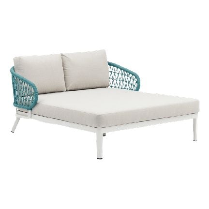 Isabela daybed white aluminium / beige textile / aqua rope